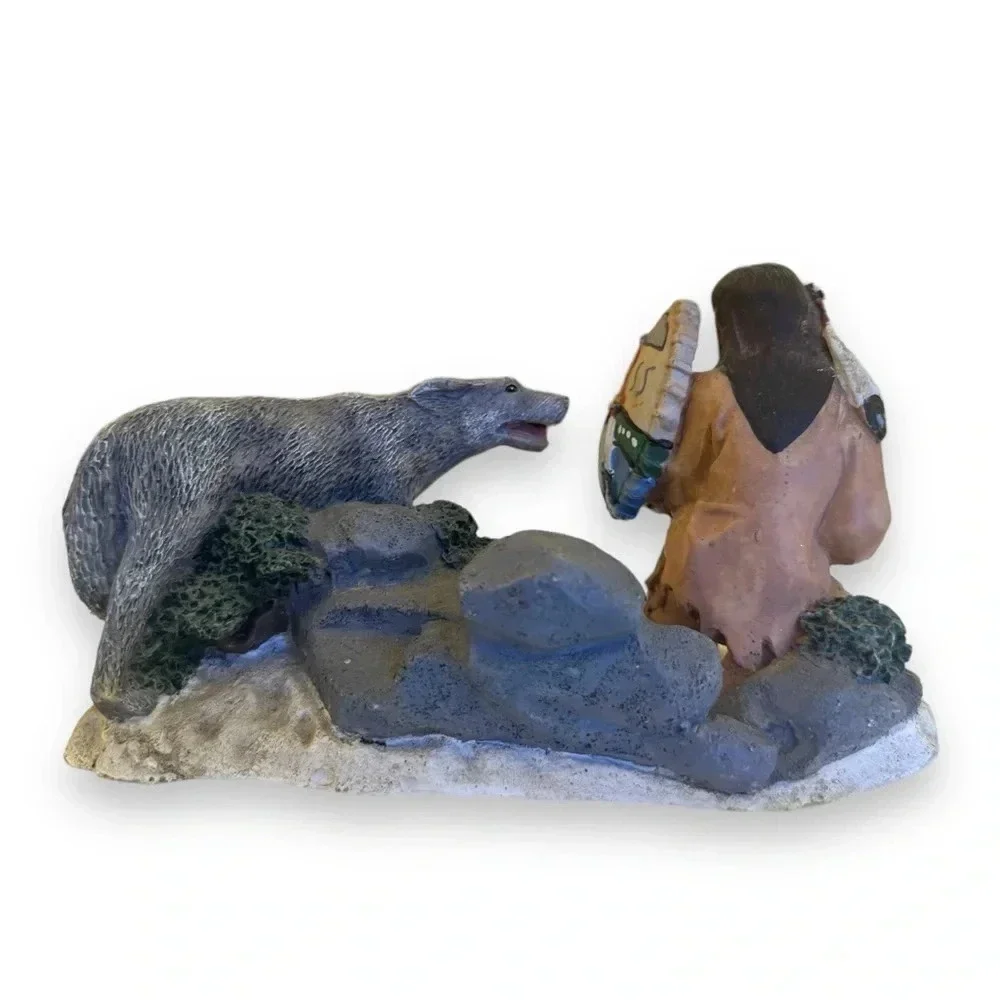 Vintage Old West Visions Limited Edition Indian and Wolf Sculpture